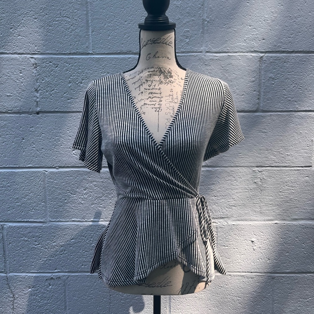 Women’s Black & White Striped Blouse | Caution To The Wind
